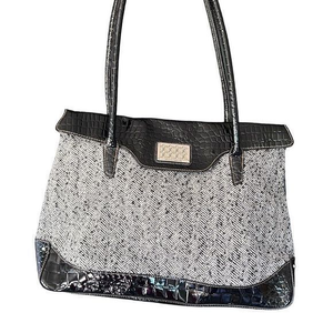 Jaclyn‎ Smith tote bag black and white tweed purse